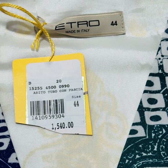 ETRO 44 US 8 Milano Tube Shift Dress Multi Silk Stretch Surplice Neck NWT $1540 - Picture 6 of 7